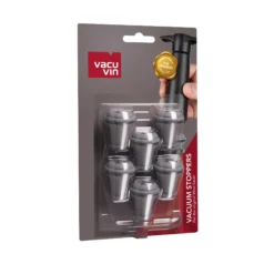 Vacu Vin Wijnstopper Vacuum Wine Stopper - Grijs - 6 Stuks -Keukenbenodigdheden Winkel 0886360 Vacuum Wine Stoppers Grey 6 pcs Pack 1