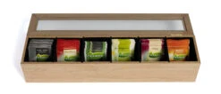 Sakura Tea Theedoos - Hout - 6-vaks - Met Fluweel - 43 X 9 Cm -Keukenbenodigdheden Winkel 3 6 vaks lang 7