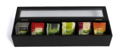 Sakura Tea Theedoos - Zwart - 6-vaks - Met Fluweel - 43 X 9 Cm -Keukenbenodigdheden Winkel 3 6 vaks lang 8