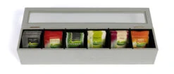 Sakura Tea Theedoos - Wit - 6-vaks - Met Fluweel - 43 X 9 Cm -Keukenbenodigdheden Winkel 3 6 vaks lang 9