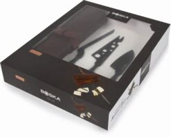 Boska Kaasmessenset Monaco+ Zwart - Met Lederen Hoes -Keukenbenodigdheden Winkel 307089 Cheese Set Monaco Black verpakking