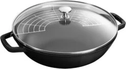 Staub Wokpan - Zwart - ø 30 Cm / 4.4 Liter - Geëmailleerde Anti-aanbaklaag