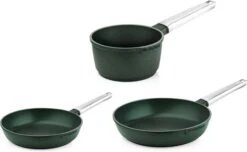 Westinghouse Pannenset Performance (Koekenpan ø 24 En 28 Cm + Steelpan ø 18 Cm) - Groen - Inductie En Alle Andere Warmtebronnen
