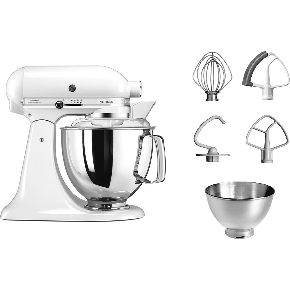 KitchenAid Keukenmachine Artisan - Kantelbare Kop - Wit - 4.8 Liter - 5KSM175PSEWH 2 KitchenAid Keukenmachine Artisan - Kantelbare Kop - Wit - 4.8 Liter - 5KSM175PSEWH - Afbeelding 2