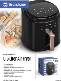 Westinghouse Airfryer / Heteluchtfriteuse - 1400 W - Zwart - 5.5 Liter 11 Westinghouse Airfryer / Heteluchtfriteuse - 1400 W - Zwart - 5.5 Liter -Keukenbenodigdheden Winkel 902x1200