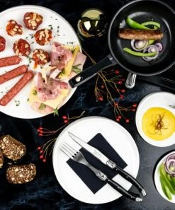 Laguiole Style De Vie Steakmessen Premium Line Zwart 6 Stuks 10 Laguiole Style De Vie Steakmessen Premium Line Zwart 6 Stuks -Keukenbenodigdheden Winkel Laguiole Premium Line steakmessen 18 mm sf Gr 10