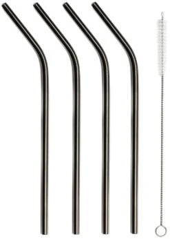 Sareva Herbruikbare Rietjes - Met Borstel - Zwart - Gebogen - 4 Stuks 9 Sareva Herbruikbare Rietjes - Met Borstel - Zwart - Gebogen - 4 Stuks -Keukenbenodigdheden Winkel Sareva Rietjes gebogen zwart