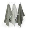 Walra Keukendoeken Set Cubes Uni, Stripes & Blocks Legergroen 50 X 70 Cm - 3 Stuks