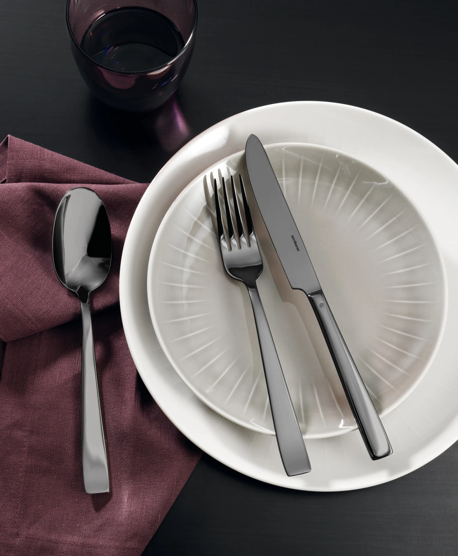 Sambonet Bestekset Flat - Zwart - 24 Delig / 6 Personen 2 Sambonet Bestekset Flat - Zwart - 24 Delig / 6 Personen - Afbeelding 2