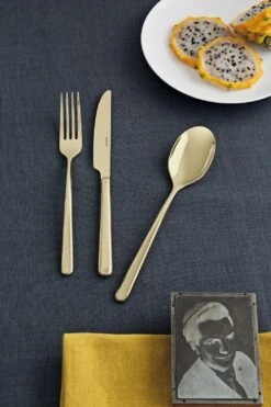 Sambonet Bestekset Linear - Champagne - 24 Delig / 6 Personen 6 Sambonet Bestekset Linear - Champagne - 24 Delig / 6 Personen -Keukenbenodigdheden Winkel sambonet bestekset linear champagne sfeer